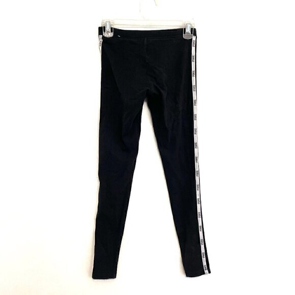 PINK VS VICTORIA'S SECRET Black White Double Side Stripe Tape Spellout Leggings - Picture 8 of 11